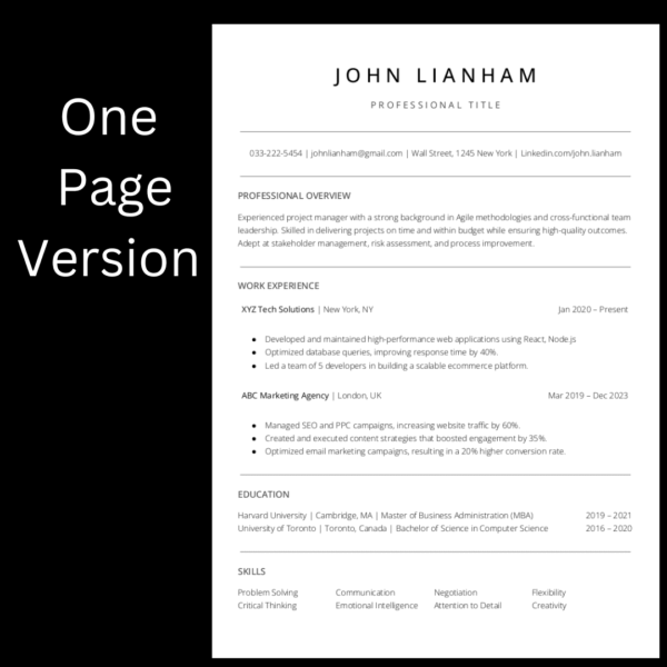 ATS Friendly Resume Template Word, Pages, Google Docs - Image 2