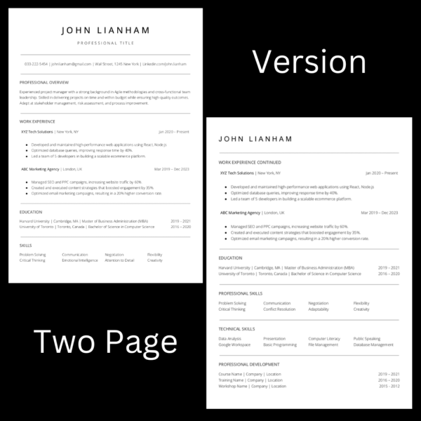 ATS Friendly Resume Template Word, Pages, Google Docs - Image 3